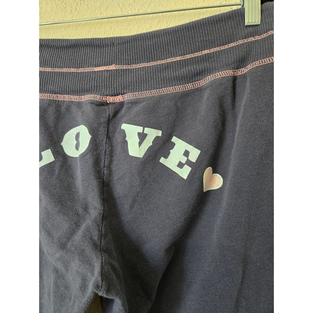 Y2K Disney Womens XL Sweatpants Love SPELLOUT Bootcut Pants Stitching 2000s - Picture 2 of 10